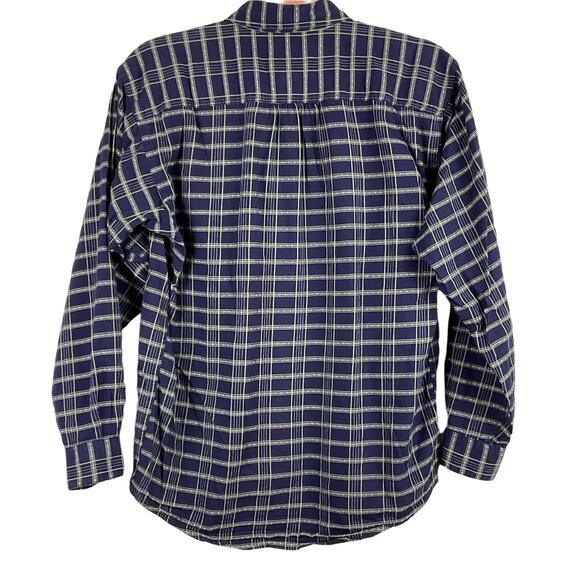 Patagonia Organic Cotton Women's Navy Blue Plaid Button Up Top Shirt sx XS - Picture 2 of 8